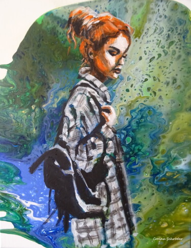 Картина под названием "In the forest" - Corina Schröder, Подлинное произведение искусства, Акрил Установлен на Деревянная ра…