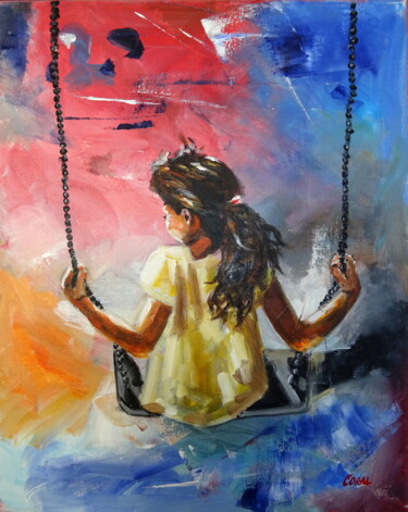 Painting titled "Swing" by Corina Schröder, Original Artwork, Acrylic Mounted on Wood Stretcher frame