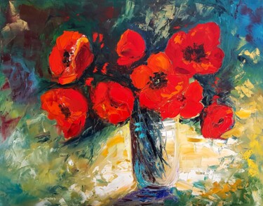 Malerei mit dem Titel "Mohnblumen in der V…" von Clarissa Ihly, Original-Kunstwerk, Öl