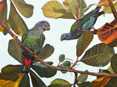 Schilderij getiteld "Two maitaca-verde p…" door Clarissa Patrianova Valaeys, Origineel Kunstwerk, Acryl