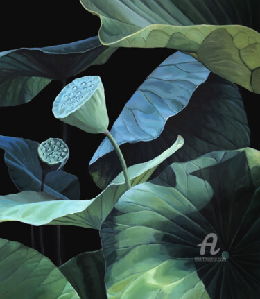 Painting titled "Seeds of Lotus II" by Clarissa Patrianova Valaeys, Original Artwork, Acrylic