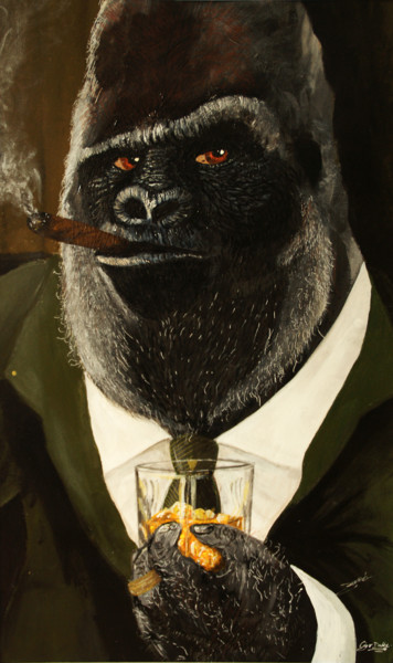 Peinture intitulée "Cigar daddy" par Kevin Bardin, Œuvre d'art originale, Acrylique