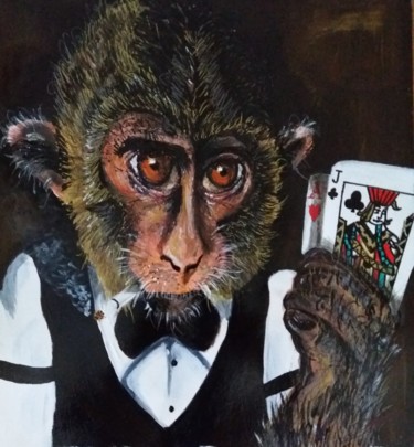 Painting titled "Black Jack cheater" by Kevin Bardin, Original Artwork, Acrylic