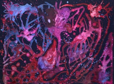 Malerei mit dem Titel "Multi-shaped heart" von Clarisse Lobo, Original-Kunstwerk, Aquarell