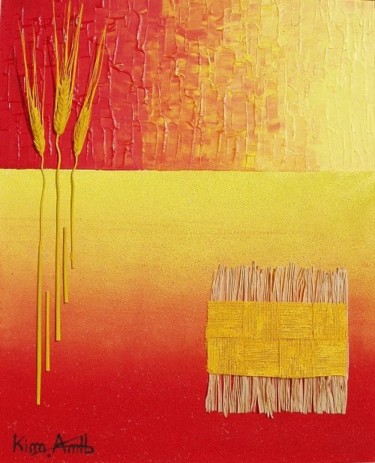 Peinture intitulée "Sable raphia 3 blés" par Kim-Anh, Œuvre d'art originale