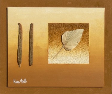 Peinture intitulée "feuille 2 roseaux" par Kim-Anh, Œuvre d'art originale