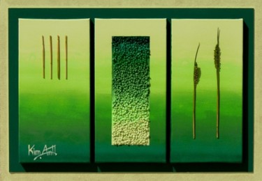 Peinture intitulée "Vert - Blé & Maïs" par Kim-Anh, Œuvre d'art originale
