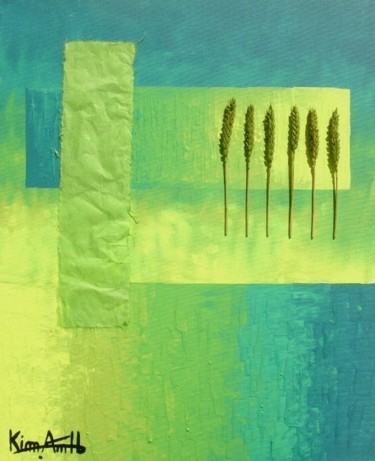 Peinture intitulée "Vert - 6 blés" par Kim-Anh, Œuvre d'art originale