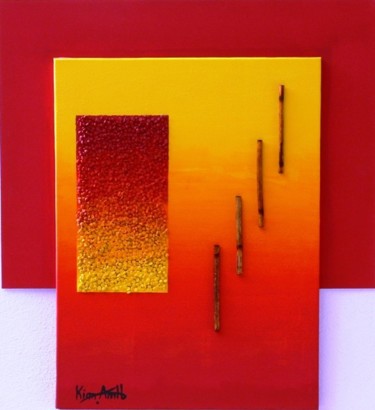 Peinture intitulée "Rouge - T Pois & Ti…" par Kim-Anh, Œuvre d'art originale