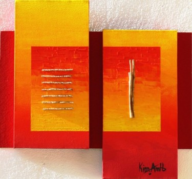 Peinture intitulée "Rouge - H Corde & C…" par Kim-Anh, Œuvre d'art originale