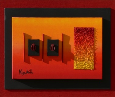 Peinture intitulée "Rouge - Black Riz &…" par Kim-Anh, Œuvre d'art originale