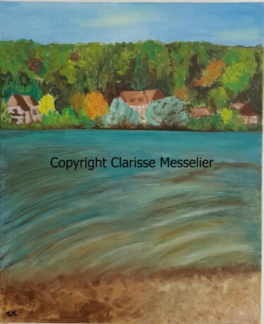 Painting titled "Bords de Seine" by Clarisse Messelier, Original Artwork, Oil