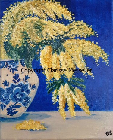 Malerei mit dem Titel "Mimosas" von Clarisse Messelier, Original-Kunstwerk, Acryl