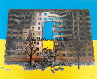 Malerei mit dem Titel "Ukraine" von Clarisse Messelier, Original-Kunstwerk, Acryl