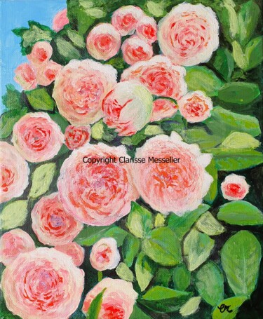 Malerei mit dem Titel "Rosier" von Clarisse Messelier, Original-Kunstwerk, Acryl