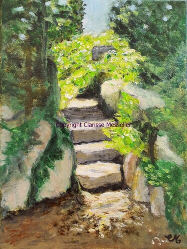 Peinture intitulée "Escalier en pierre" par Clarisse Messelier, Œuvre d'art originale, Acrylique