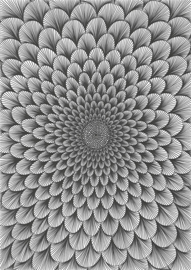 Drawing titled "Mandala illusion" by Clart, Original Artwork, Pencil