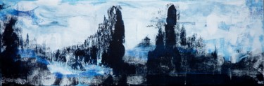 Painting titled "Le jour bleu - pays…" by Clau Redier-Clément, Original Artwork, Acrylic Mounted on Wood Stretcher frame