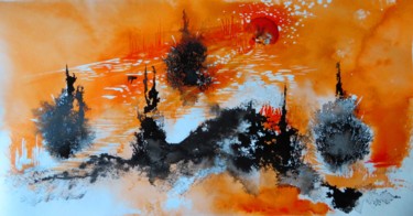 Peinture intitulée "Les instants suspen…" par Clau Redier-Clément, Œuvre d'art originale, Encre