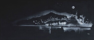 Peinture intitulée "Nuit blanche - encr…" par Clau Redier-Clément, Œuvre d'art originale, Acrylique