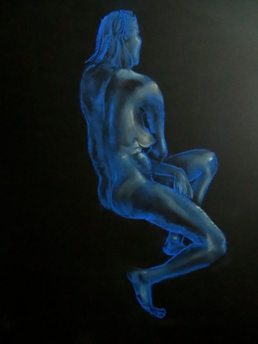 Pintura titulada "Mai est bleu - past…" por Clau Redier-Clément, Obra de arte original, Pastel