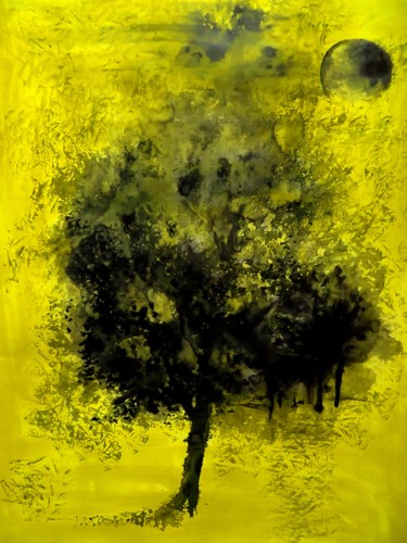 Peinture intitulée "Soir de mai orageux…" par Clau Redier-Clément, Œuvre d'art originale, Encre