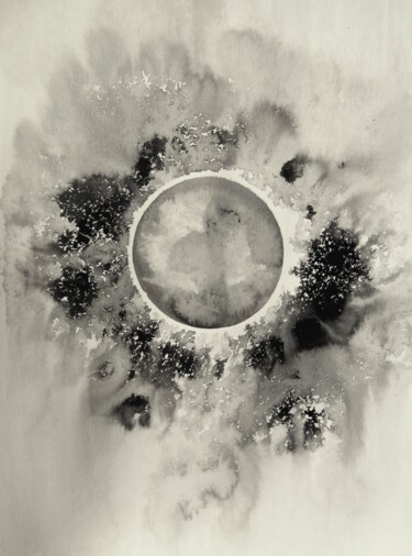 Painting titled "Eclipse - peinture…" by Clau Redier-Clément, Original Artwork, Ink