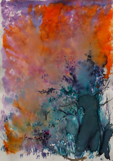 Painting titled "Légende - paysage i…" by Clau Redier-Clément, Original Artwork, Ink