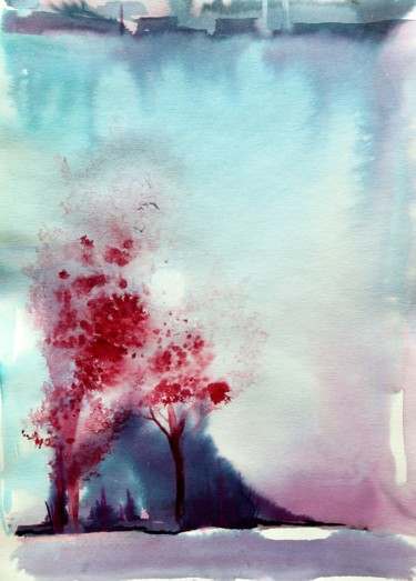 Pintura intitulada "Les arbres complice…" por Clau Redier-Clément, Obras de arte originais, Tinta