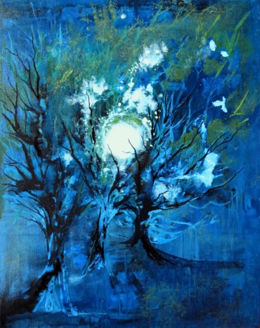 Pittura intitolato "Eclats de lune, pay…" da Clau Redier-Clément, Opera d'arte originale, Inchiostro