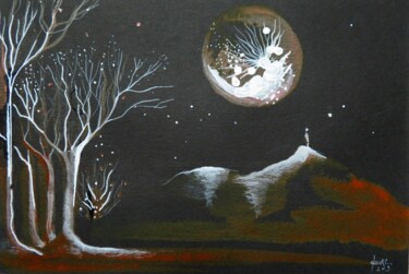 Pintura titulada "Lonely on the mount…" por Clau Redier-Clément, Obra de arte original, Tinta