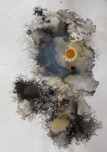 Malerei mit dem Titel "Petite lune dans la…" von Clau Redier-Clément, Original-Kunstwerk, Tinte