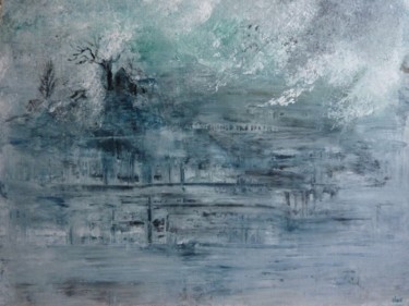 Painting titled "Brouillard sur le p…" by Clau Redier-Clément, Original Artwork, Acrylic Mounted on Wood Panel