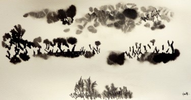 Painting titled "Les bois cassés - E…" by Clau Redier-Clément, Original Artwork, Ink Mounted on Glass