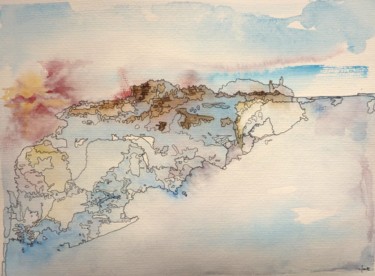 Painting titled "Etrange continent -…" by Clau Redier-Clément, Original Artwork, Watercolor