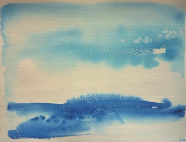 Peinture intitulée "Entre ciel et mer -…" par Clau Redier-Clément, Œuvre d'art originale, Aquarelle
