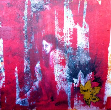 Painting titled "Les feuilles mortes…" by Clau Redier-Clément, Original Artwork, Acrylic Mounted on Wood Stretcher frame