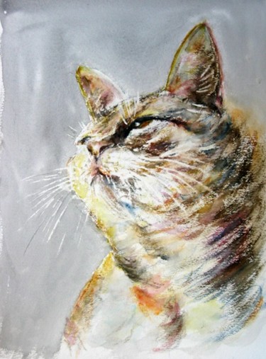 Peinture intitulée "Le chat" par Claude, Œuvre d'art originale, Huile