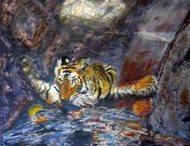 Peinture intitulée "La tigresse" par Claude, Œuvre d'art originale, Huile