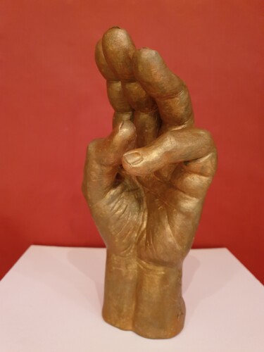Sculpture titled "Sculpture main en a…" by Claude Adda, Original Artwork, Clay