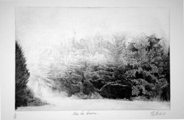 Druckgrafik mit dem Titel "vers la brume" von Claude Amaouche, Original-Kunstwerk, Gravur