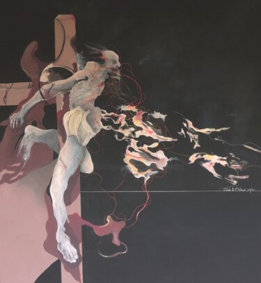 Peinture intitulée "L'HEURE NOIRE / DAR…" par Claude André Thibaud, Œuvre d'art originale, Acrylique Monté sur Châssis en bo…