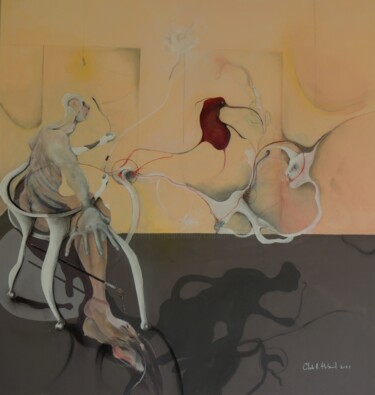 Painting titled "L'INTRUS/ THE INTRU…" by Claude André Thibaud, Original Artwork, Acrylic Mounted on Wood Stretcher frame