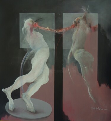 Painting titled "L'AUTRE SOI-MÊME /…" by Claude André Thibaud, Original Artwork, Acrylic Mounted on Wood Stretcher frame