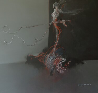 Painting titled "DE FILS EN AIGUILLE…" by Claude André Thibaud, Original Artwork, Acrylic Mounted on Wood Stretcher frame