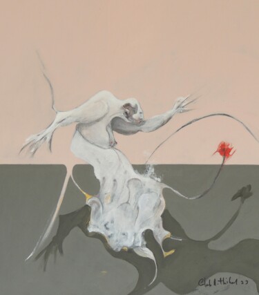 제목이 "OH ! UN COQUELICOT…"인 미술작품 Claude André Thibaud로, 원작, 아크릴 나무 들것 프레임에 장착됨