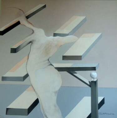 Pintura titulada "L'ESCALIER / THE ST…" por Claude André Thibaud, Obra de arte original, Acrílico
