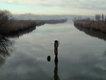 Fotografía titulada "palo nel fiume" por Claude Andreini, Obra de arte original, Fotografía manipulada