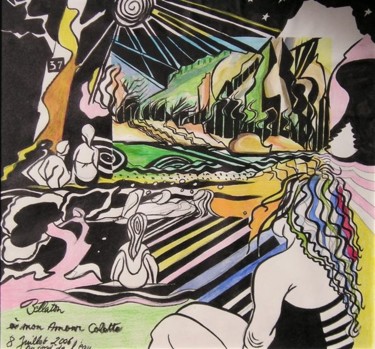 Peinture intitulée "Colette en cascade" par Claude Bellaton, Œuvre d'art originale