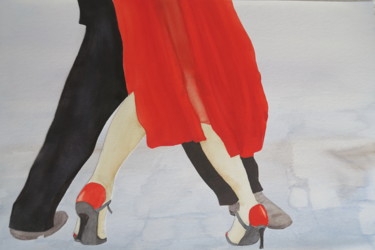 Painting titled "let's dance" by Claude Berghmans, Original Artwork, Watercolor